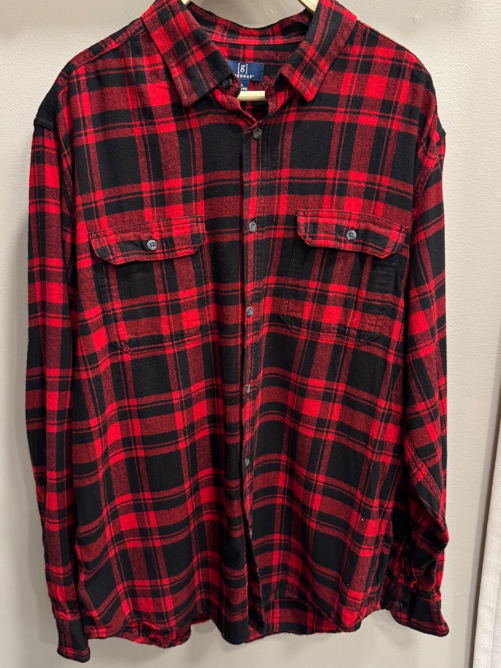 Red and Black Plaid Button-Down Shirt